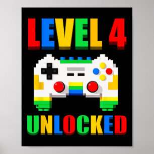 Level 4 Ontgrendeld Gamer 4 Jaar Oude Video Game V Poster