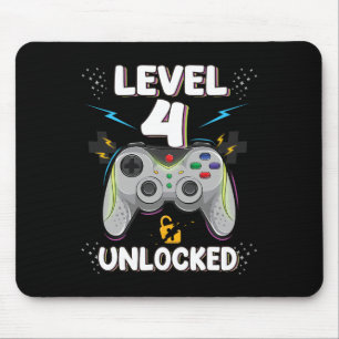 Level 4 Ontgrendeld Videospel 4e Verjaardag Gamer Muismat