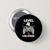 Level 4 Ontgrendeld Videospel 4e Verjaardag Gamer  Ronde Button 5,7 Cm (Voorkant /achterkant)