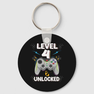 Level 4 Ontgrendeld Videospel 4e Verjaardag Gamer Sleutelhanger