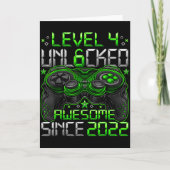 Level 4 Unlocked 4 Year Old Boys 4th Birthday Boy Kaart (Voorkant)