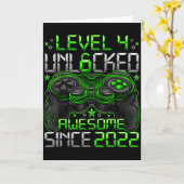Level 4 Unlocked 4 Year Old Boys 4th Birthday Boy Kaart (Gele Bloem)