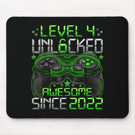 Level 4 Unlocked 4 Year Old Boys 4th Birthday Boy Muismat (Voorkant)