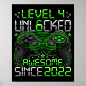 Level 4 Unlocked 4 Year Old Boys 4th Birthday Boy  Poster (Voorkant)