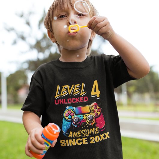 Level 4 Unlocked - Funny Birthday 4 Kids T-shirt