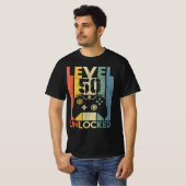 Level 50 ontgrendeld grappige videogamer, 50 jaar t-shirt (Voorkant volledig)