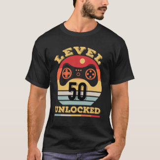 Level 50 ontgrendelde videogamer 50ste verjaardags t-shirt