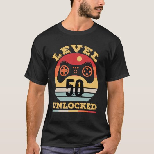 Level 50 ontgrendelde videogamer 50ste verjaardags t-shirt (Voorkant)