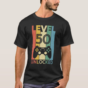 Level 50 Unlocked Funny Video Gamer 50th Birthday T-shirt