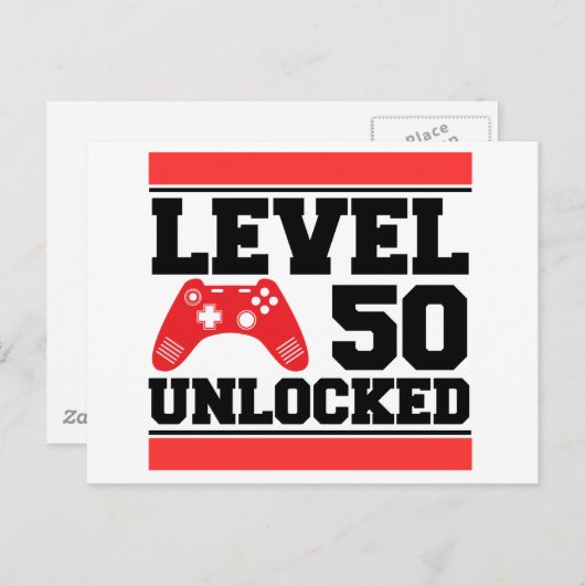 Level 50 vrijgespeeld briefkaart (Voorkant / Achterkant)