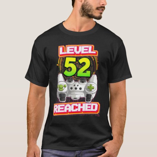 Level 52 bereikt gamer 52e verjaardag videogaming t-shirt (Voorkant)