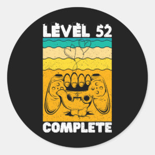 Level 52 Complete Gamer - Vintage 52e trouwdag Ronde Sticker
