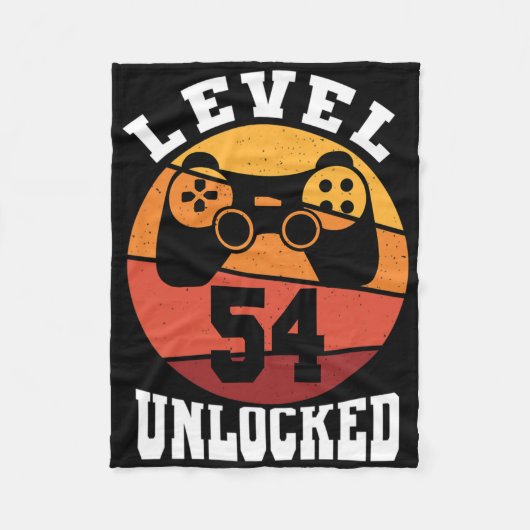 Level 54 Ontgrendeld 54 Jaar Oud Retro 80s 54ste V Fleece Deken (Voorkant)