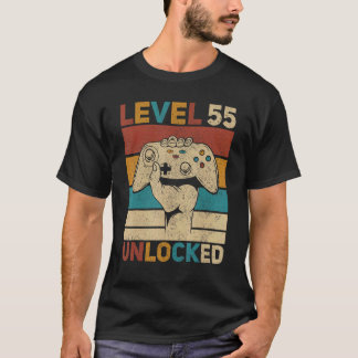 Level 55 Unlocked 55th Birthday 55 Years Old Gamer T-shirt