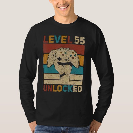 Level 55 Unlocked 55th Birthday 55 Years Old Gamer T-shirt (Voorkant)