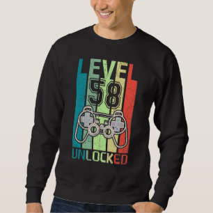 Level 58 Onvergrendelde videoband 58e Birthday T-s Trui