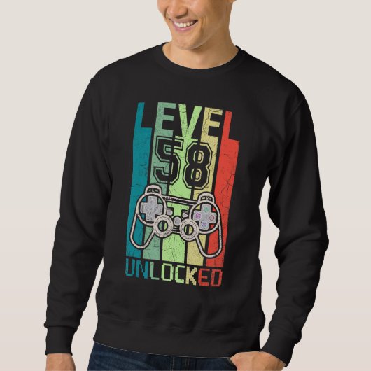 Level 58 Onvergrendelde videoband 58e Birthday T-s Trui (Voorkant)