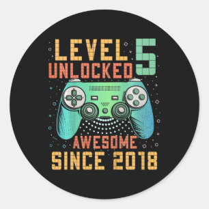 Level 5 Ontgrendeld 5e Verjaardag Cadeaus voor 5 J Ronde Sticker