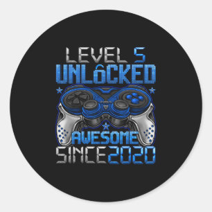 Level 5 Ontgrendeld Cadeaus voor 5-jarige jongens  Ronde Sticker