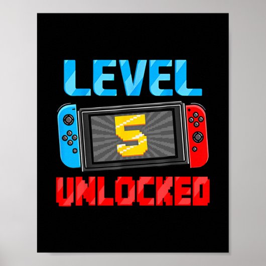 Level 5 Ontgrendeld Gamer 5e Verjaardagscadeau Vid Poster (Voorkant)