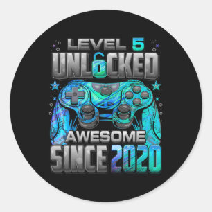Level 5 Ontgrendeld Geweldig Sinds 5e Verjaardag G Ronde Sticker