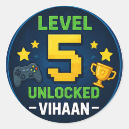 Level 5 Ontgrendeld Persoonlijke Verjaardagssticke Ronde Sticker