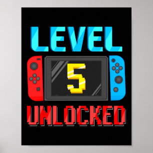 Level 5 Ontgrendeld Verjaardagsvideo Gamers 5e ver Poster