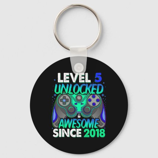 Level 5 Ontgrendeld Videospel 5 Jaar Oude Jongen 5 Sleutelhanger (Voorkant)