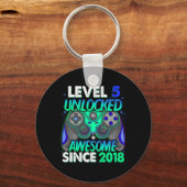 Level 5 Ontgrendeld Videospel 5 Jaar Oude Jongen 5 Sleutelhanger (Voorkant)