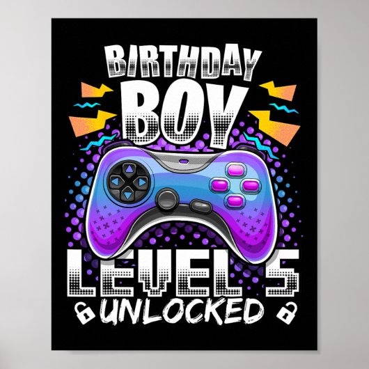 Level 5 Ontgrendeld Videospel 5e Verjaardag Gamer Poster (Voorkant)