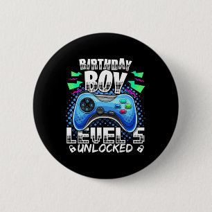 Level 5 Ontgrendeld Videospel 5e Verjaardag Gamer  Ronde Button 5,7 Cm
