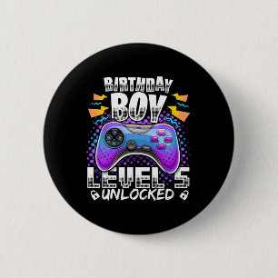 Level 5 Ontgrendeld Videospel 5e Verjaardag Gamer  Ronde Button 5,7 Cm