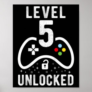 Level 5 Ontgrendeld Videospel 5e Verjaardagscadeau Poster