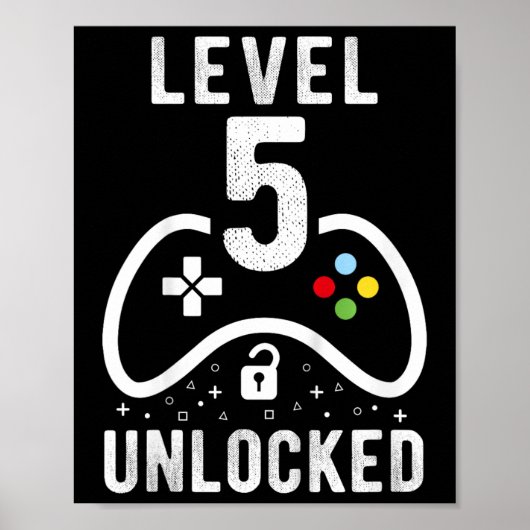 Level 5 Ontgrendeld Videospel 5e Verjaardagscadeau Poster (Voorkant)