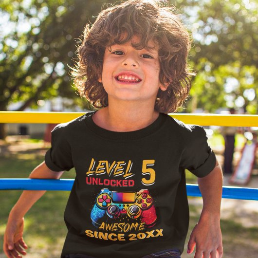 Level 5 Unlocked - Funny Birthday 5 Kids T-shirt