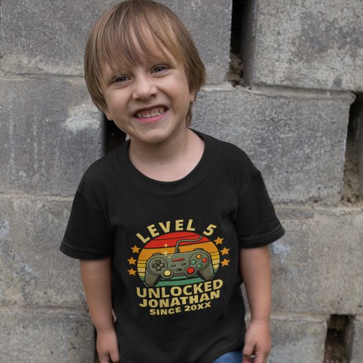 Level 5 Unlocked Gamer Boy 5th Birthday T-shirt
