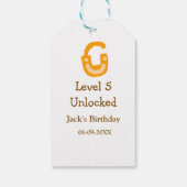 Level 5 unlocked lock orange brown happy birthday  cadeaulabel (Achterkant)