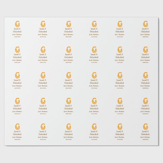 Level 5 unlocked lock orange brown happy birthday  cadeaupapier (Vlak)