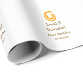 Level 5 unlocked lock orange brown happy birthday  cadeaupapier (Rol Hoek)