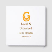 Level 5 unlocked lock orange brown happy birthday  gastenboek (Achterkant)
