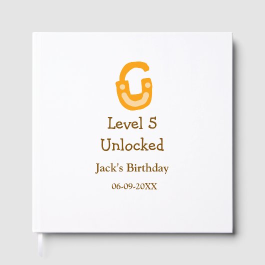 Level 5 unlocked lock orange brown happy birthday  gastenboek (Voorkant)