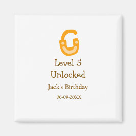 Level 5 unlocked lock orange brown happy birthday  magneet