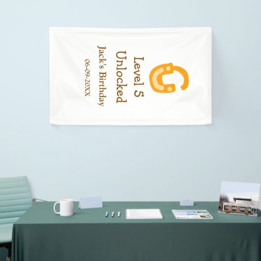 Level 5 unlocked lock orange brown happy birthday  spandoek (Beurs)