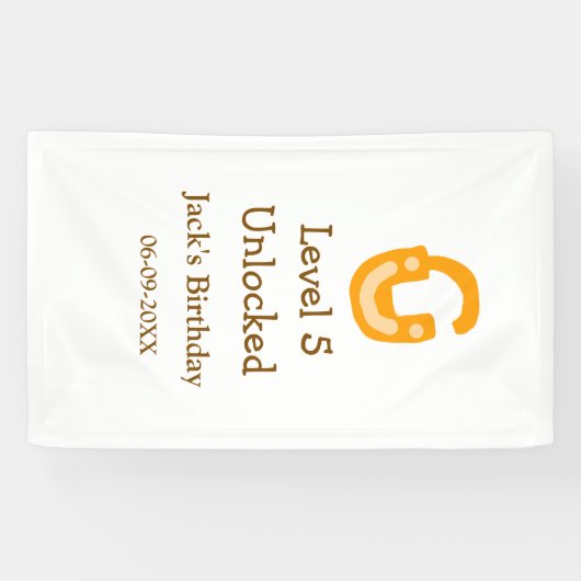 Level 5 unlocked lock orange brown happy birthday  spandoek (Horizontaal)