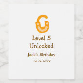 Level 5 unlocked lock orange brown happy birthday  wijn etiket (Enkel label)