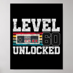 Level 60 Ontgrendeld 60 Jaar Oud Cadeau Videospele Poster