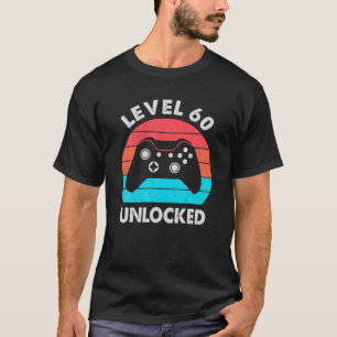 Level 60 Vrijgespeeld Grappige Videospeler 60 Jaar T-shirt