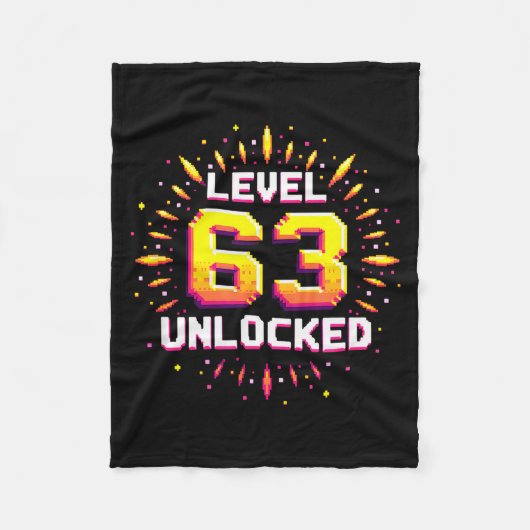 Level 63 Unlocked Birthday Gift Gamer Milestone  Fleece Deken (Voorkant)