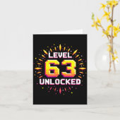 Level 63 Unlocked Birthday Gift Gamer Milestone  Kaart (Gele Bloem)