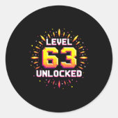 Level 63 Unlocked Birthday Gift Gamer Milestone  Ronde Sticker (Voorkant)